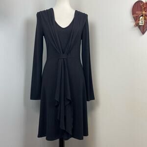 São Paulo Black Shimmering Long Sleeve Knit Dress Sz 10 Professional Career